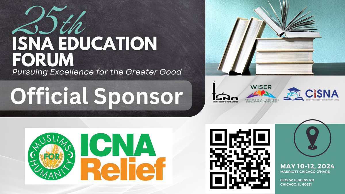 ICNA Relief is an official Sponsor of ISNA's 25th Annual Education Forum taking place in Chicago May 10-12, 2024. You can learn more about their mission by visiting their website icnarelief.org