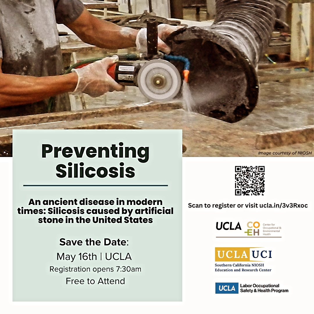 Repost• @UCLA_COEH 

LOSH is happy to partner with @UCLA_COEH to co-sponsor this upcoming conference on the epidemic of silicosis among workers in the engineered stone industry.