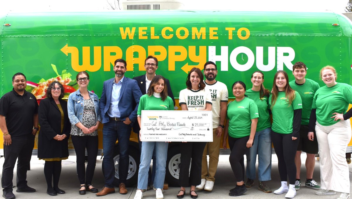 Our Cal Poly Dining and @CalPolyPartners are proud to announce a $25,000 donation from @SUBWAY to our Basic Needs Initiative 🎓📚 The initiative helps ensure that all of our students have access to the resources they need to focus on education and success. #CalPolyProud