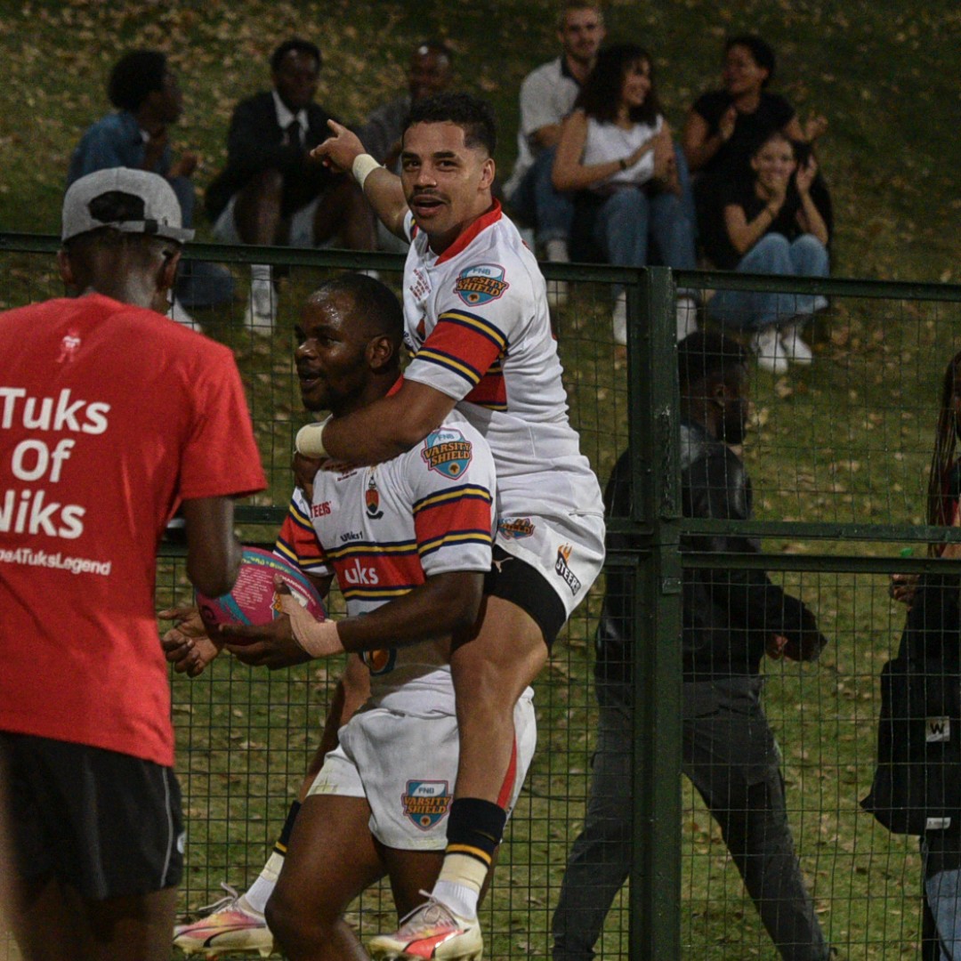 For the #StripeGeneration 🔴🔵⚪ 

Bayanda Ngubane 𝙭 Chad-Lee Valentine 

#RugbyThatRocks | #TuksRugby | #VarsityShield 

[Photo credit: Christiaan Kotze/ASEM Engage]