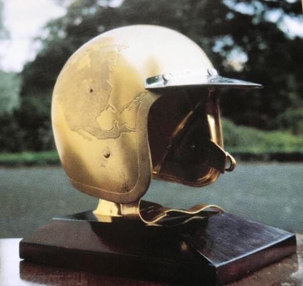**BIG NEWS!!** The Esso Golden Helmet presented to Jim by Esso for the unique achievement in motor racing of winning the F1 World Championship and The Indy 500 in the same year (1965) will be on display at the Jim Clark Motorsport Museum from this Sunday.