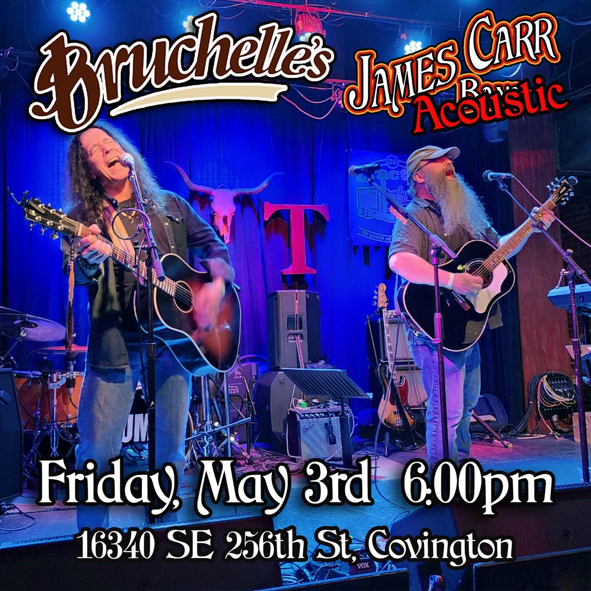 Join Dean and I in Covington next Friday at Bruchelle's. Excited to be back and hope the weather is nice so we can play outside! They have great food and drinks! See you there!