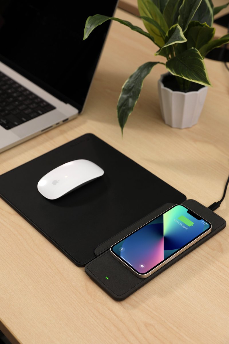 The Griffin Wireless Leather Mouse-pad features dual coils for optimal charging, a slim, low-profile design, and an adjustable stand with integrated LED to keep track of your device’s charging status. Shop today. incipio.com/collections/gr…