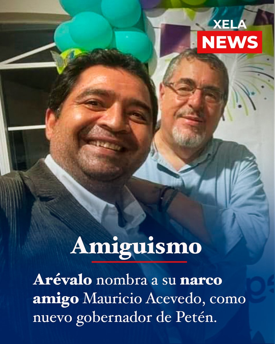 @BArevalodeLeonnombra a su #NarcoAmigo MAURICIO ACEVEDO SANDOVAL, como nuevo gobernador departamental de #Petén. Recuerden estimados tuiteros, esto NO es #amiguismo ni #corrupción, ahora se llama 'primavera democrática' de #Arévalo. #Florecerás🇬🇹😂. #NoNosCallarán #XelaNews 🇫🇷