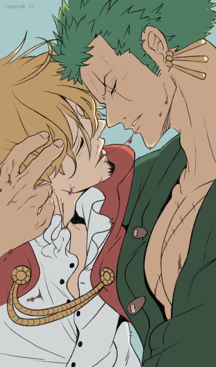 ZoSan / ゾロサン Perhaps Zoro would have beaten the s*it out of Sanji, you know, the language both do understand, just to kiss him out of anger and frustration
