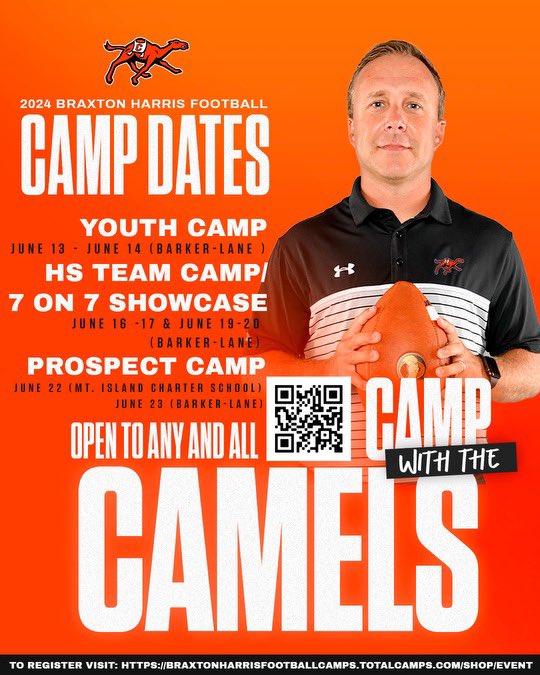 Camp season is approaching!!! We can’t wait to see the competition in Buies Creek this summer! …tonharrisfootballcamps.totalcamps.com/shop/EVENT #RollHumps #FightAsOne