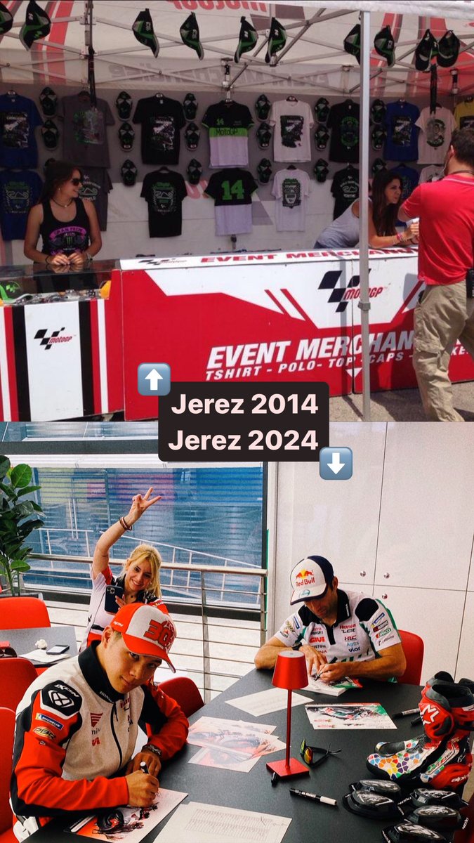 IreneAneas's tweet photo. 10 años separan estas fotos. De vender merchandise de MotoGP, a llevar la comunicación de un equipo de MotoGP.

El trabajo duro, la resiliencia y la determinación dieron sus frutos🩷. https://t.co/q2ZcPfOa4f