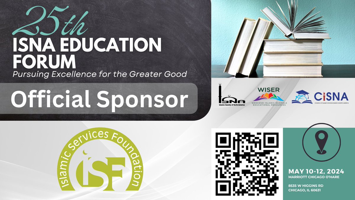Islamic Services Foundation (ISF) is an official Sponsor of ISNA's 25th Annual Education Forum taking place in Chicago May 10-12, 2024. You can learn more about their mission by visiting their website islamicservices.org