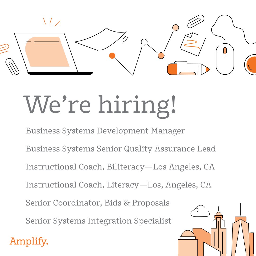 💼 Join our team! ⁣ ⁣ We're looking for people of all experience levels who are passionate about making high-quality education accessible to all students. ⁣ ⁣ 🧡 View the full list of opportunities: amplify.com/careers