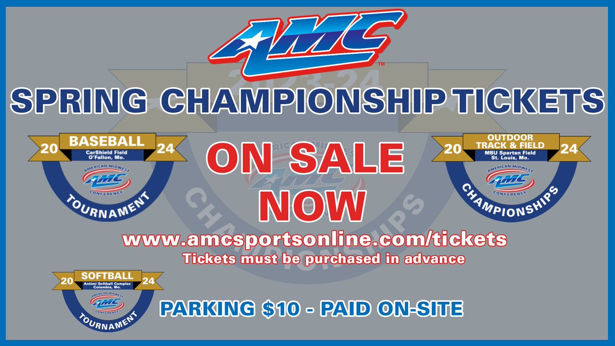 Spring Championship tickets are available! Link Below 🔽 #amcbsbchamp #amcsbchamp #amcotfchamp amcsportsonline.com/tickets @gocbcmustangs @ColumbiaCougars @CotteyAthletics @HLGU_Trojans @HSSU_Athletics @MBUAthletics @StephensStars @UHSPEutectics @wwuowls @WBUEAGLES @HaskellOnward