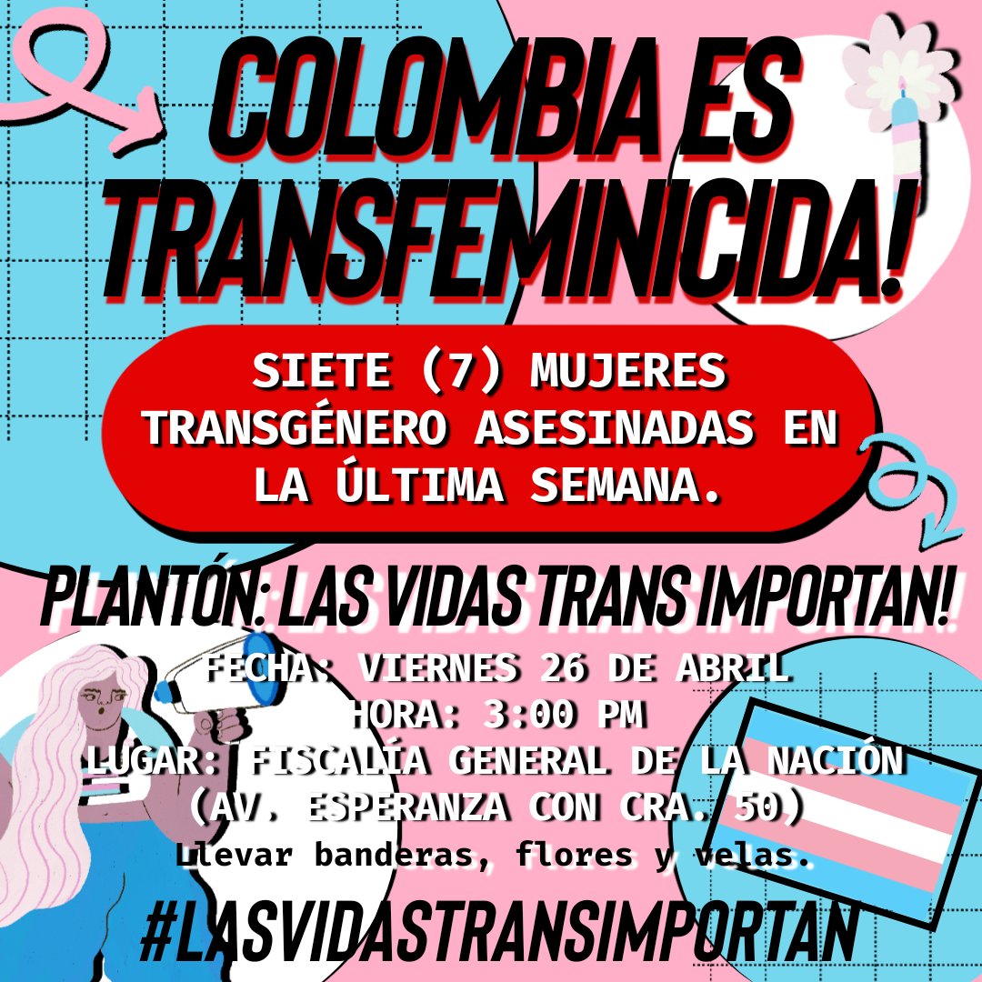 Luciana apareció hace un par de horas amordazada y asesinada en un hotel de Chapinero, con ella ya son 8 las mujeres trans asesinadas en la última semana. 💔🏳️‍⚧️