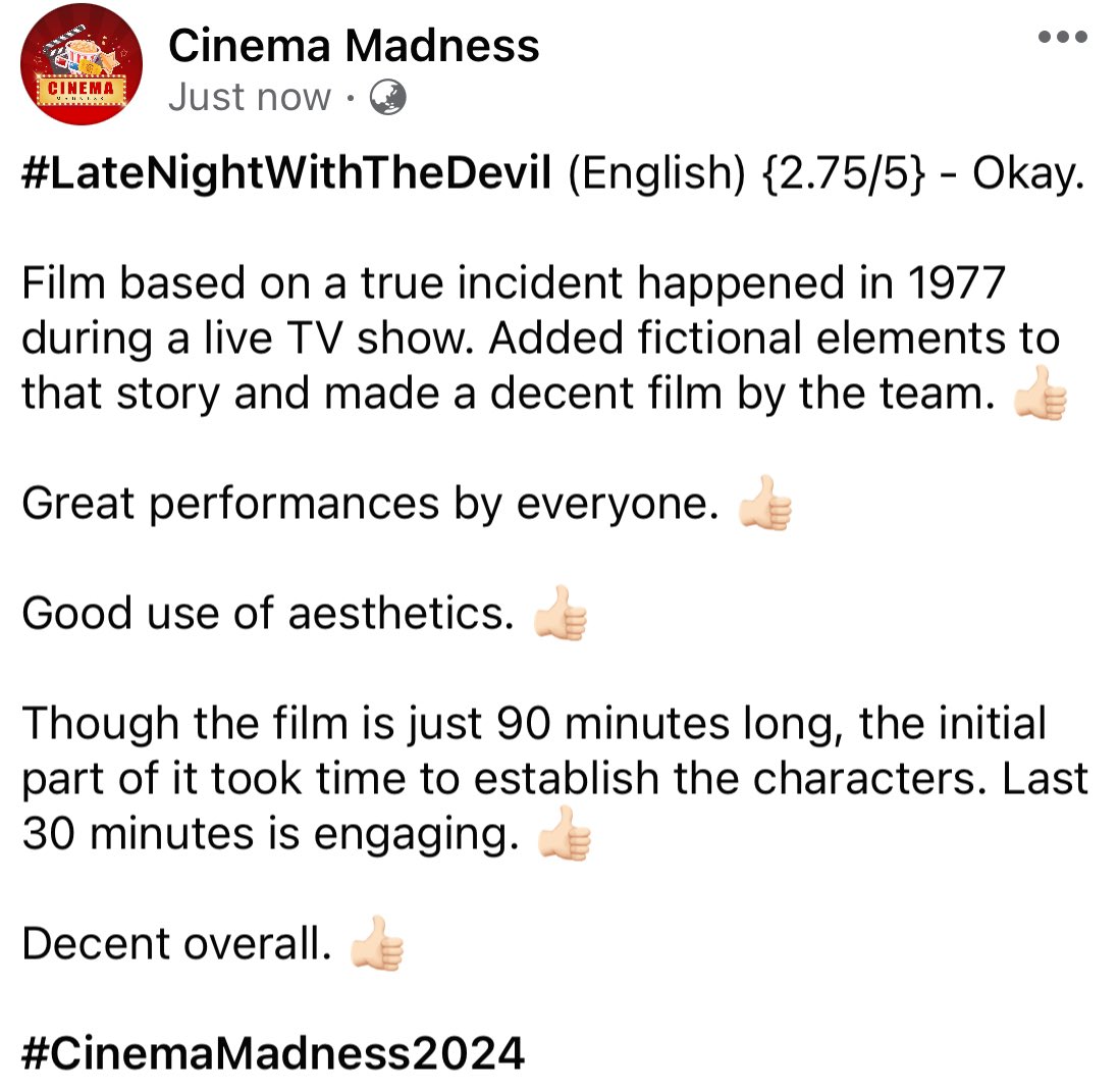 #LateNightWithTheDevil (English) {2.75/5} - Okay. 👍🏻