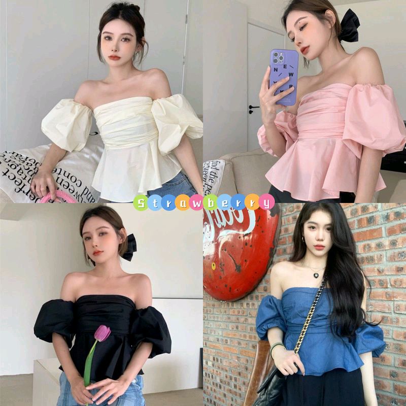 🍓พร้อมส่ง🍓เสื้อเปิดไหล่ชีฟอง ผ้าร่องน่ารักสไตล์​เกาหลี sexy lady เรียบหรู เริ่ดมาก เสื้อผ้าแฟชั่น เสื้อปาดไหล่ ชุดไปทะเล shope.ee/8KT6ee7B6Y?sha…