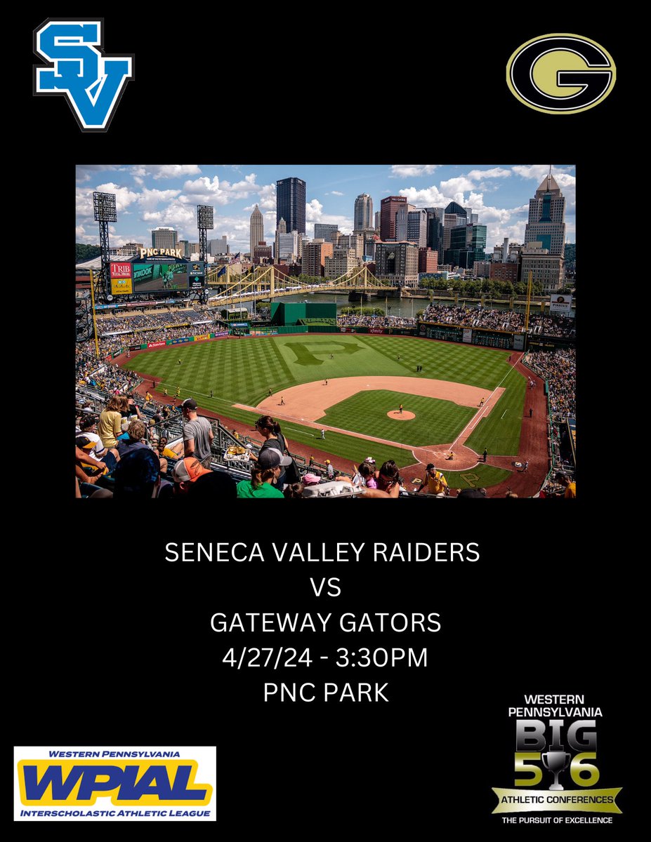 Join us tomorrow at PNC Park at 3:30PM as your @SVBaseballWin take on the @GatewayGatorsAD ADMISSION IS FREE!! @wpial7 @Big56Conference