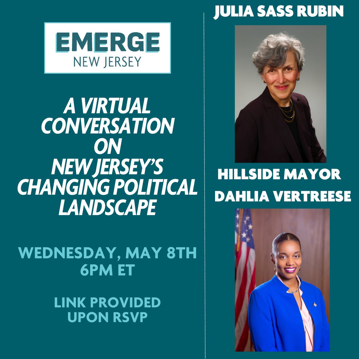 🎉Exciting news! Mayor @DVertreese57133 will be joining @JuliaSassRubin for our special event! Don't miss out – only a few spots left! Register now to secure your spot TODAY! ⭐://tinyurl.com/yha6rdaz
#VirtualEvent #CommunityEngagement #NewJersey