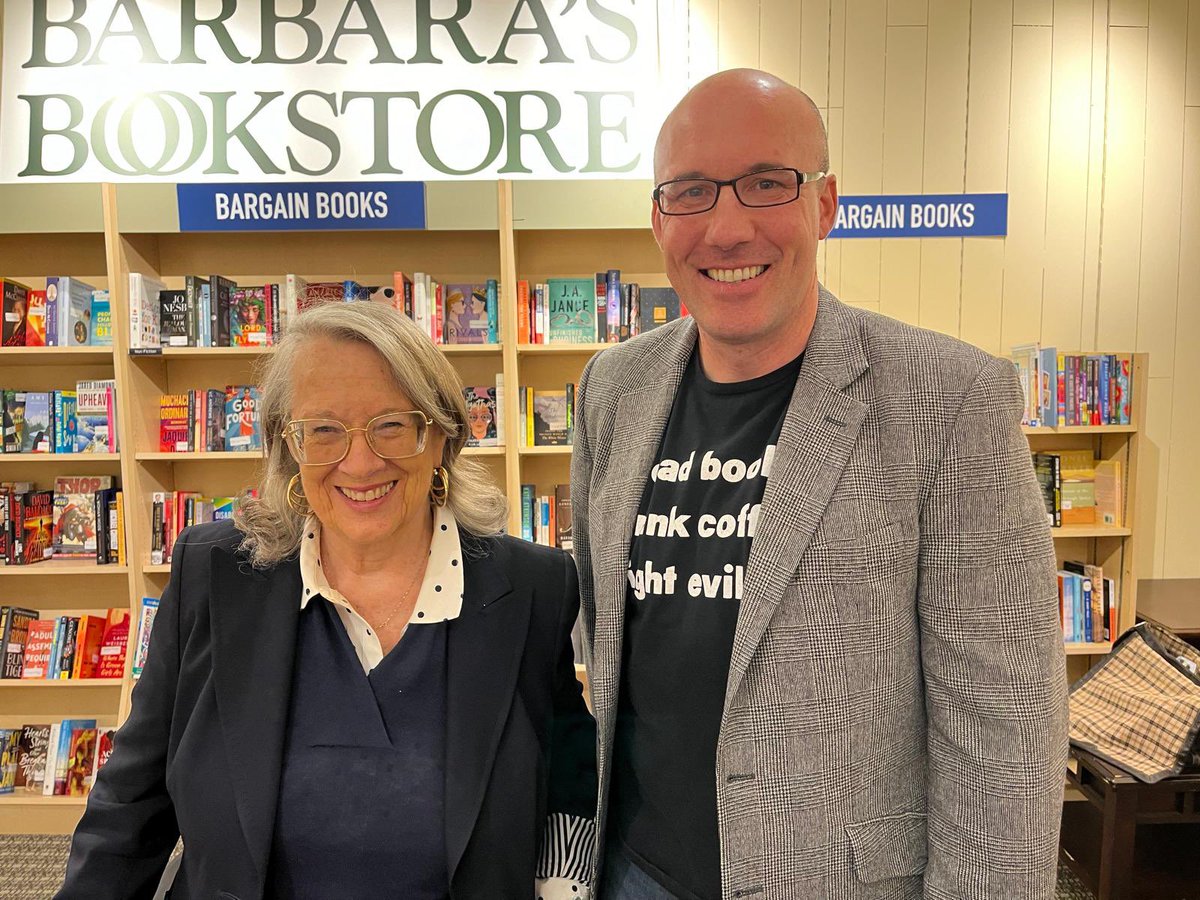 Thank you to @barbarasbooks for hosting me and fellow author @Adam_R_Sikes (also @oceanviewpub) in Chicago area last night and Adam’s former wrestling team members and coaches and friends who came to cheer his latest provocative political thriller The Underhanded and my new…