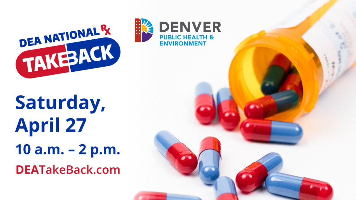 #TakeBackDay is tomorrow! Help loosen the grip of Rx drug misuse--drop off your unneeded meds today. Find a convenient collection location in #Denver at DEATakeBack.com #PublicHealth #OpioidCrisis #DEA @DEAHQ