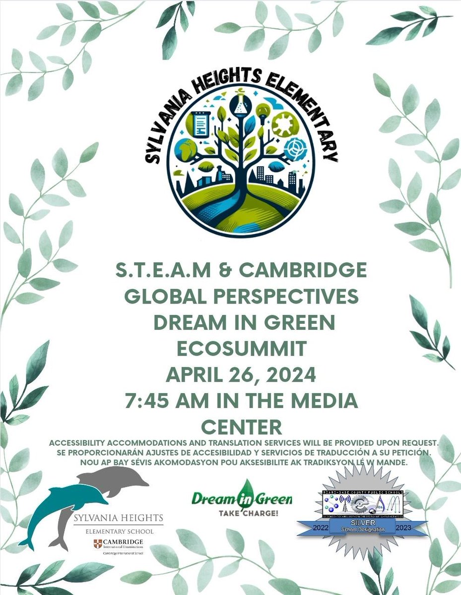 Sylvania Heights Elementary School’s Dream in Green team hosted its first Eco Summit! Thank you to all the parents who came out to take part in this green event! @sylvaniahgts @Dream_in_Green @EducationFund @STEAMDesignated @MDCPSCentral @SuptDotres #amazingdolphins 🐬