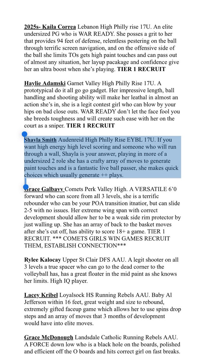 My girls spring recruitment list….. PHILLYS OWN STAR  <a href="/Shay24Smith/">Shayla Smith</a>