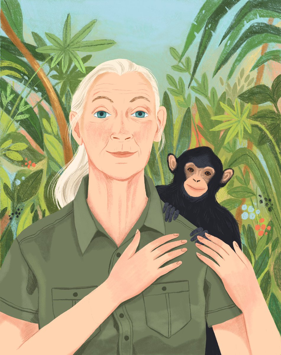 Portrait of Jane Goodall - a little inspiration. #kidlit #picturebooks #janegoodall