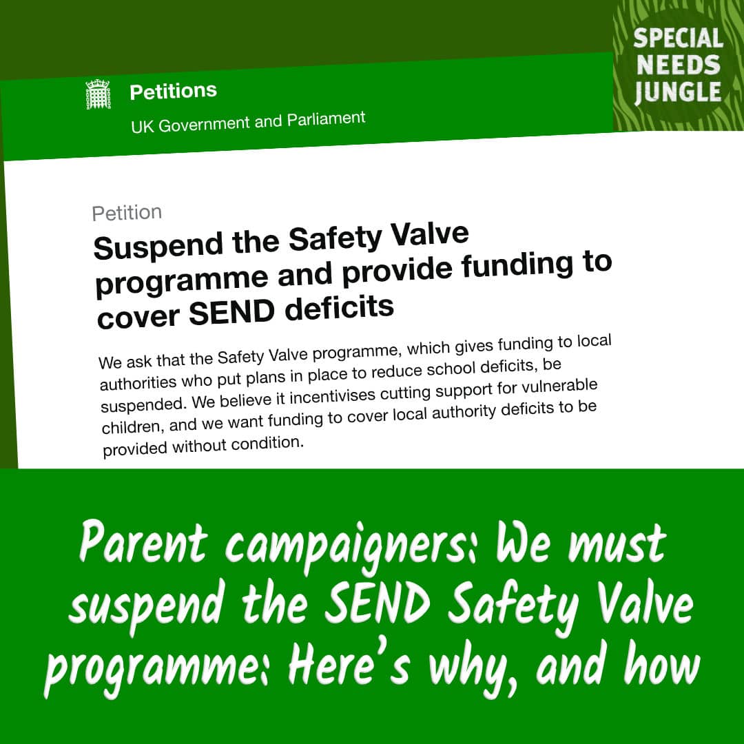 On SNJ Today: The DfE's #SEND #SafetyValve debt-relief programme is setting LAs even further in conflict with the law. Parent campaigner @cutscenesuk explains why it needs to be paused for reevaluation and is asking you to sign up: specialneedsjungle.com/stop-safety-va…