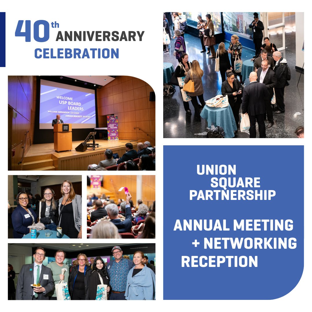 🎉 Get ready for an unforgettable evening at the Union Square Partnership's Annual Meeting & Networking Reception! 🎉 Join us to celebrate our 40th Anniversary as NYC's first Business Improvement District. RSVP now: bit.ly/3JAroAL