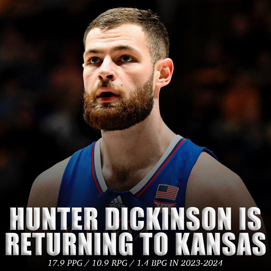 It’s official: Hunter Dickinson is returning to Kansas! The big man averaged 18 points and 11 rebounds per game this past season for the Jayhawks