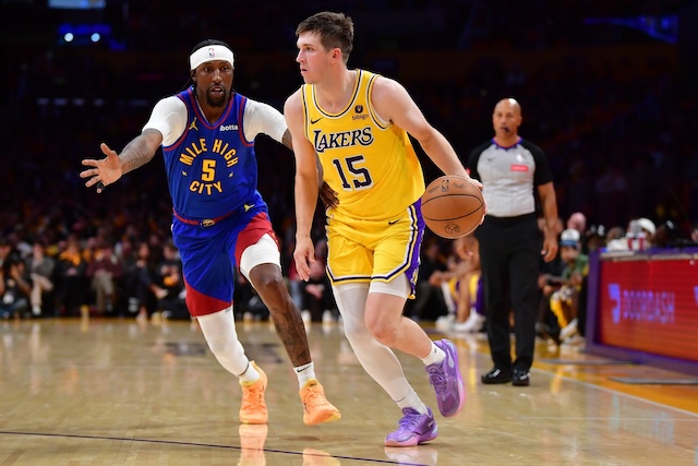 Austin Reaves is frustrated by the Lakers' struggles against the Nuggets but is not one to make excuses or play the blame game. lakersnation.com/austin-reaves-…