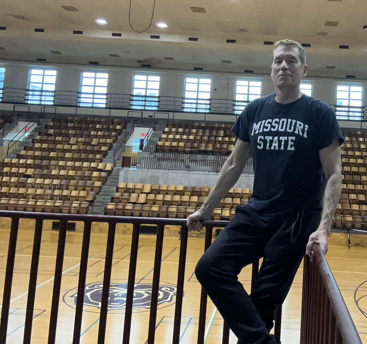 It’s great to be working out at the McDonald Arena at Missouri State University on this rainy day.  In high school I was a gym rat and played basketball here ALL the time. @MissouriState @springfieldmw #missouri