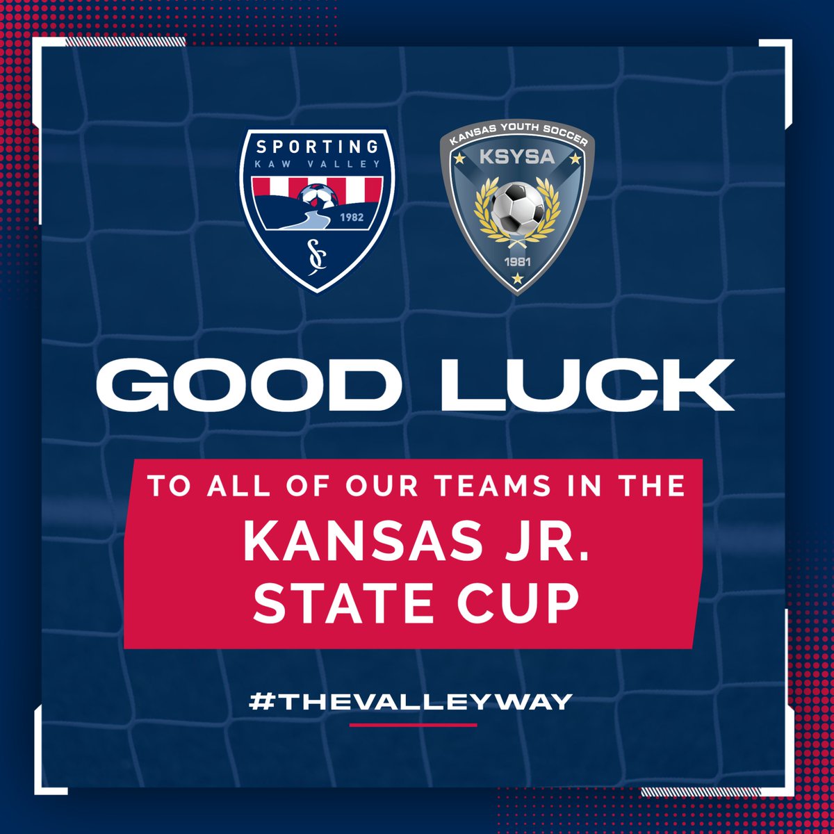 𝙂𝙤𝙤𝙙 𝙇𝙪𝙘𝙠 to all of our teams competing in the Kansas Jr. State Cup this weekend! 🤩

#TheValleyWay | #SportingKC

#manhattanks #topekaks #lawrenceks #Sporting #kansascity #statecup #threecitiesoneclub #playerdevelopment #playfirst #hometownclub