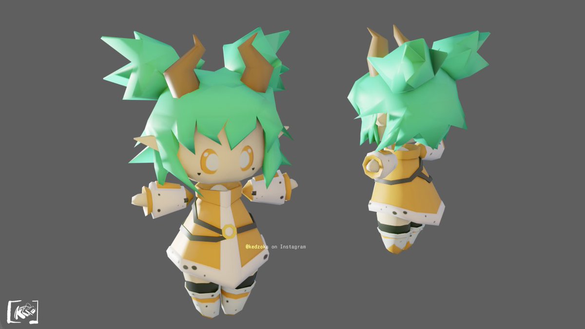 I received a commission, i had to do a chibi lowpoly character, it's cute enough? 

#blenderartist #chibiart #lowpolymodels #lowpolyart #commissionart
