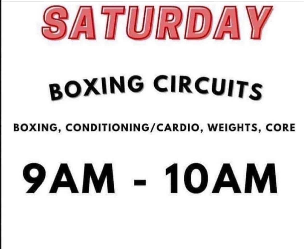 Saturday’ session £5 per person Circuit training, bootcamp, bags, pads, and gym Aimed at all levels of fitness Kids from 8 year old welcome All sessions are mixed At the TJ’s s Evolve Boxing Gym, unit 3, Alexander mills, morley, LS27 0QH #circuit #bags #pads #fitness