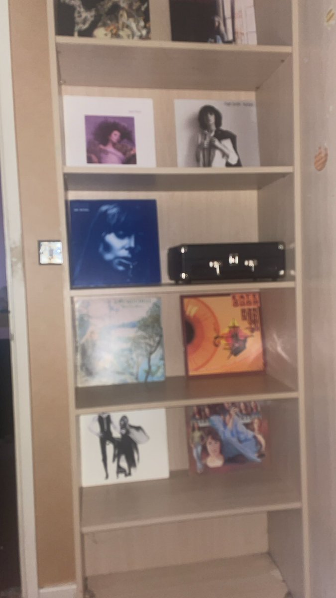 My record shelf all complete of my Kate bush Joni Mitchell and Carole king ones plus Fleetwood Mac and Patti smith 🖤🖤🖤 #katebush #jonimitchell #caroleking #fleetwoodmac #pattismith