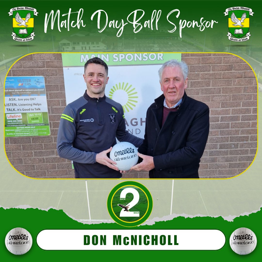 A big thank you to our latest Match Ball Sponsor, DON McNICHOLL for sponsoring the ball for this evening’s home game against Faughanvale. Don is pictured here just before the Reserve game presenting the ball to his son Neill. Hope it’s a lucky ball !! #UTG 🔰