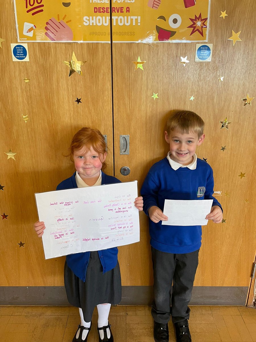 ⭐️ Da iawn to these two superstars. Well deserved award winners this week. Fabulous Welsh from our Welsh star and lots of lovely adjectives for our Seren y Dosbarth. ⭐️ @YsgolMaesglas