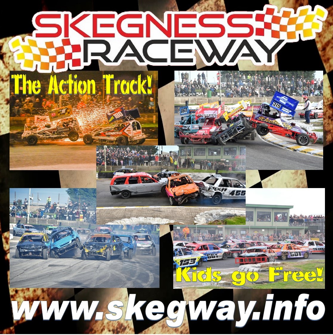 Skeg Vegas Entertainment! Just visit skegway.info for full event guide Our next events are Sun 5th 1pm & Mon 6th May 1pm Stock Car & Banger Racing plus lots more! Advance Tickets on the website plus lots of info on the raceway Great Family Entertainment Kids Go Free