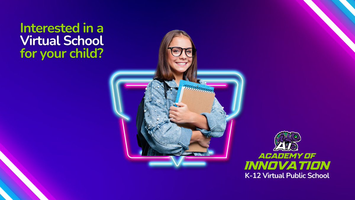 💻 Interested in a Virtual School for your child? The Academy of Innovation is a K-12 Virtual Public School which offers: 📅 A Flexible Schedule 🖥️ Self-paced Learning 📚 Customized Curriculum ☀️ In-person Activities ➡️ Enroll today: ai.cnusd.k12.ca.us @AIChameleons