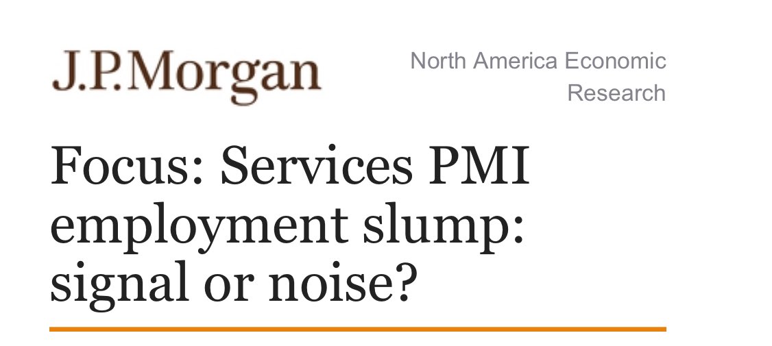 JPMORGAN: “.. This week’s flash release of the US #PMI report contained an unwelcome surprise: a 3.8pt plunge in services employment, the second-largest monthly decline (outside of the 2020 recession) since the survey began .. We are reticent to take much signal from this one…