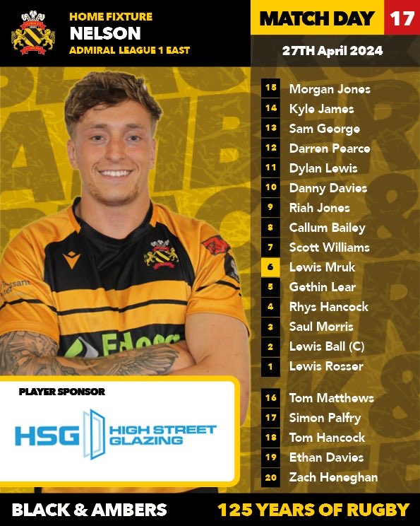 This is your team to take on Nelson in our penultimate home game of the season. Come and get behind the boys. 🖤💛🖤💛