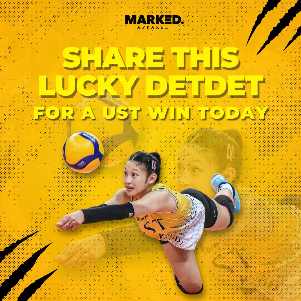 Today's the big day! Let's rally up all the positive vibes for our athletes gearing up for victory! Here's a dose of lucky charm from our captain to ignite that winning spirit for UST! 💛

#GoUSTe #USTvsDLSU #GetMarkedNow #UAAPVolleyball