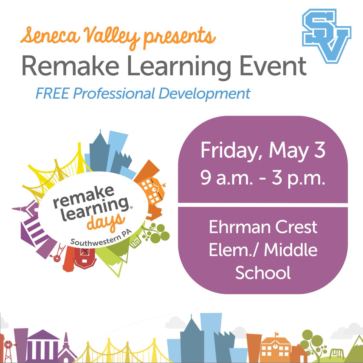 Seneca Valley School District will host a Remake Learning event from 9 a.m. – 3 p.m. on Friday, May 3, at Ehrman Crest Elementary/Middle School (a TIME 2022 “Best Invention”). This engaging and comprehensive professional development event is tailored for K-12 administrators,…