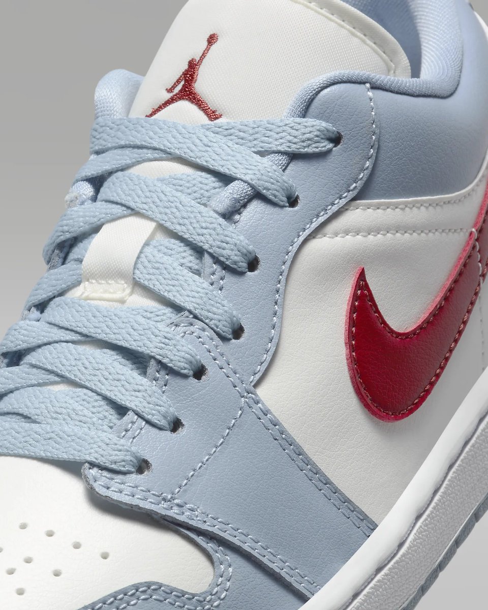 WMNS Air Jordan 1 Low 'Blue Grey/Dune Red' is only $92 on Nike 📲 nicedr.ps/3Uzbpt0 #AD