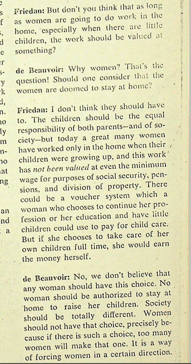 Amazing that 50 years later this argument is still live. That is SdB's response to a proposal to value the mothering that women do, especially that with little children.