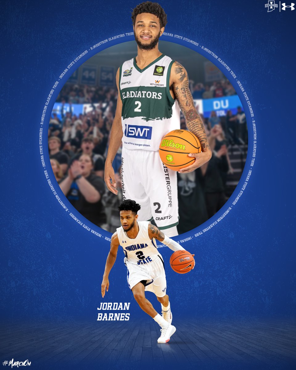Pro Sycamore Spotlight! Today is @Jbtoocold, who is in his 4th season in pro basketball with the Römerstrom Gladiators Trier in Germany. Barnes is leading his team in PPG at 15.1, also averaging 2.3 RPG and 4.4 AST/G. (Top photo courtesy: Römerstrom Gladiators Trier) #MarchOn
