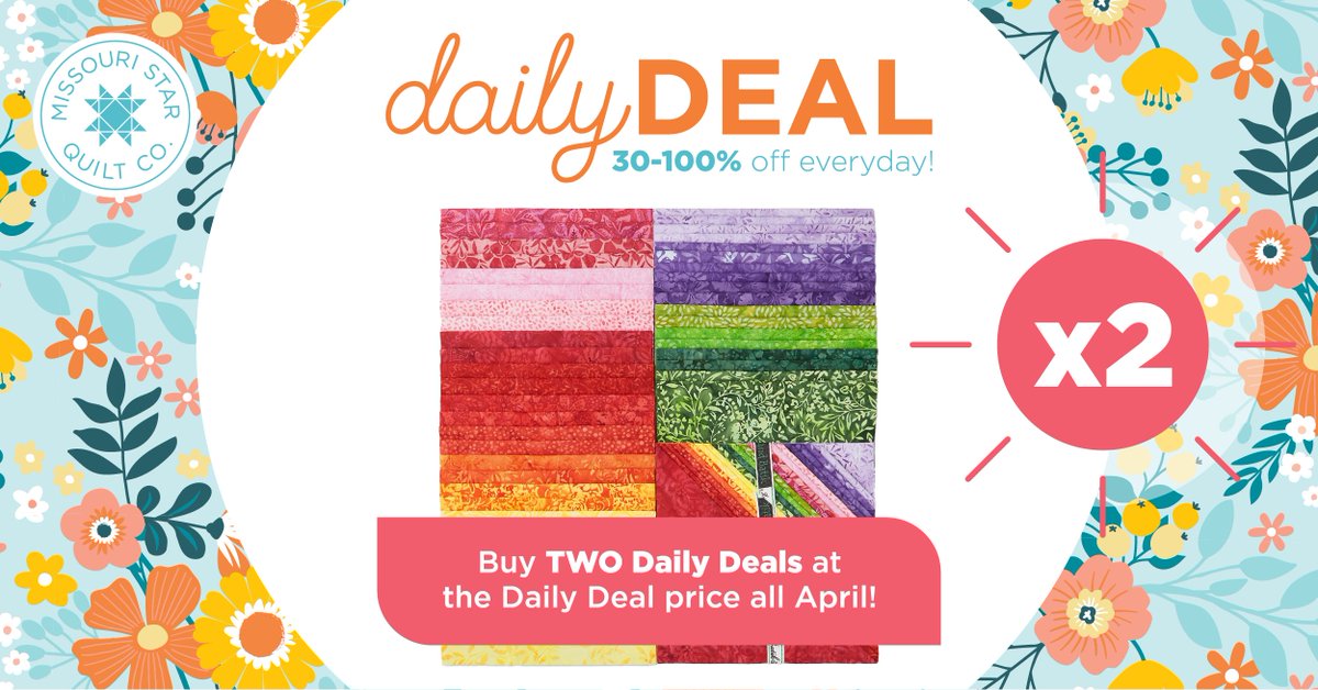 Today’s Daily Deal, Wildflower Batiks Favorites Stacks, features a vibrant variety of florals in bright and cheery colors. Shop now: bit.ly/3UdUD1d (Valid 04/28/24 while supplies last)