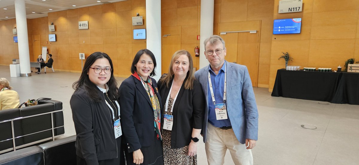 Lovely to meet friends Dr. Mai and Ms. Tran from Vietnam #WFHCongress2024 with my colleague Debbie Greene @HaemophiliaIRL We had a wonderful 9 year collaboration with Vietnam. Delighted they are now using some Emicizumab and soon FIX Gene Therapy clinical trial @wfhemophilia