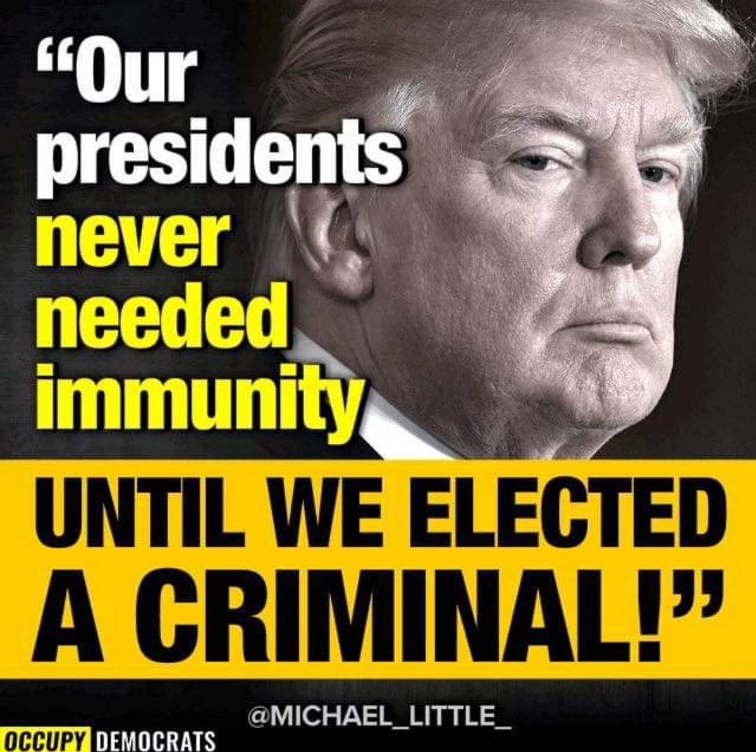 No president in US history has ever asked for immunity! Not Nixon with Watergate, not Clinton with the Monica Lewinsky debacle, none of them but Trump, which should tell you all you need to know about his rationale for wanting immunity. Who agrees Trump's crimes are far worse?✋🏽