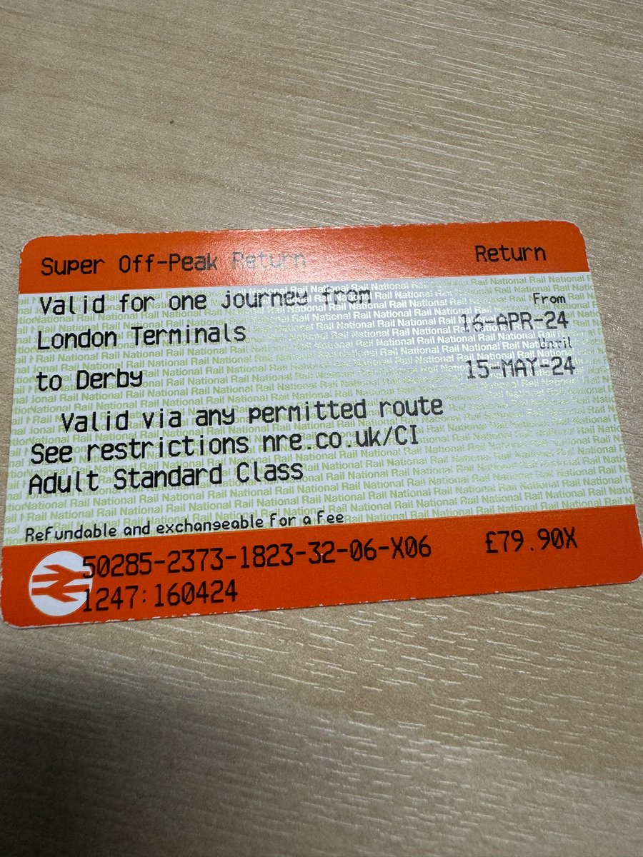 I have one free open return ticket to Derby from London Terminals. 

You can also use it to Leicester, Loughborough & East Midlands.