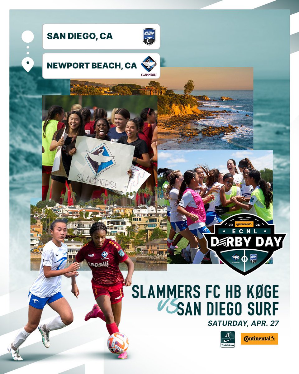 It's a big Southern California Showdown this weekend as Slammers FC HB Køge takes on San Diego Surf in the 𝓒𝓸𝓷𝓽𝓲𝓷𝓮𝓷𝓽𝓪𝓵 𝓣𝓲𝓻𝓮 𝓔𝓒𝓝𝓛 𝓓𝓮𝓻𝓫𝔂 𝓓𝓪𝔂 @SurfSoccerClub | @slammersfc