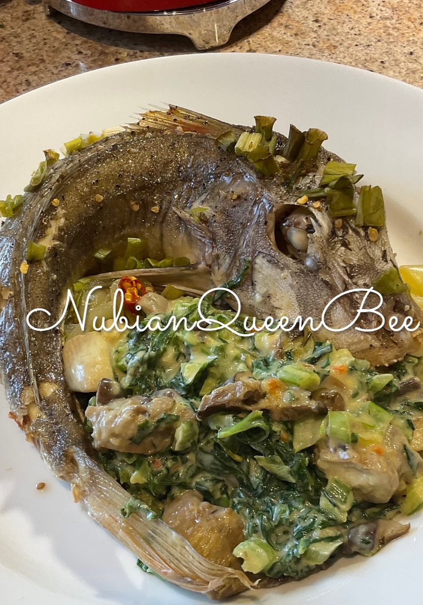Fishy Friday 😋😋. #FishyFriday #FatBellyProject #RedGurnard served with creamed spinach and mushrooms 😋😋. Ugly fish tastes good.😊. @leesah_zimbo @jintygal31 @KateElizabethE4 @TeamFuloZim @boldcolours @OctaviandlovuN I watermarked it in case people steal my fish pictures…